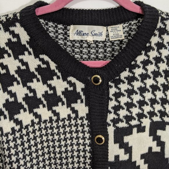 Vintage Houndstooth Allison Smith Cardigan Size M - Picture 4 of 6